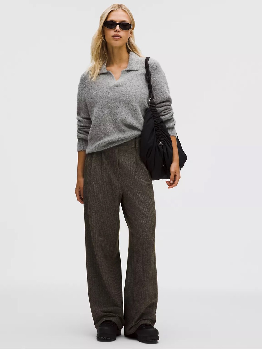 Daydrift High-Rise Wide-Leg Trouser Short Herringbone